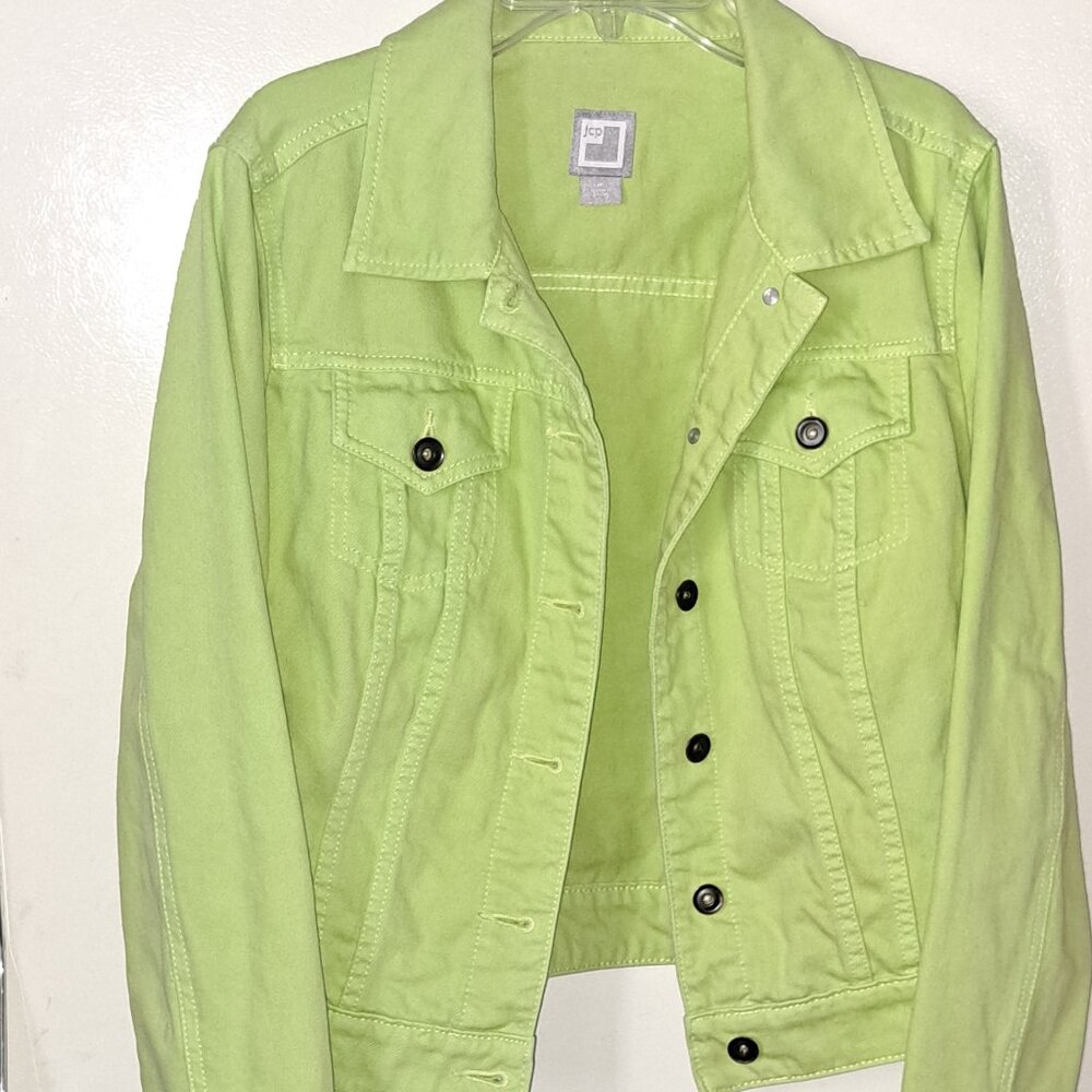 JCP Lime Green Denim Jacket ~M~ medium